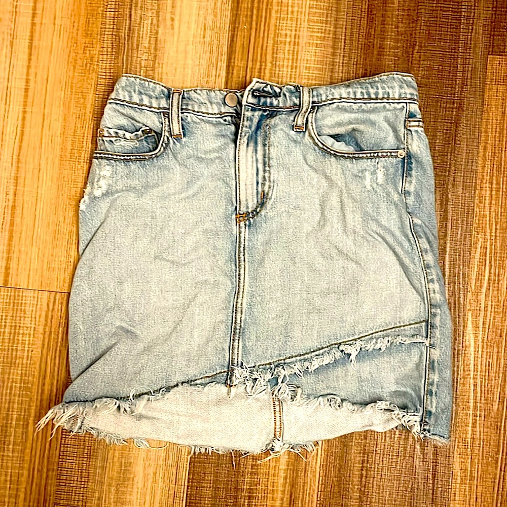 Light blue distressed jean miniskirt!